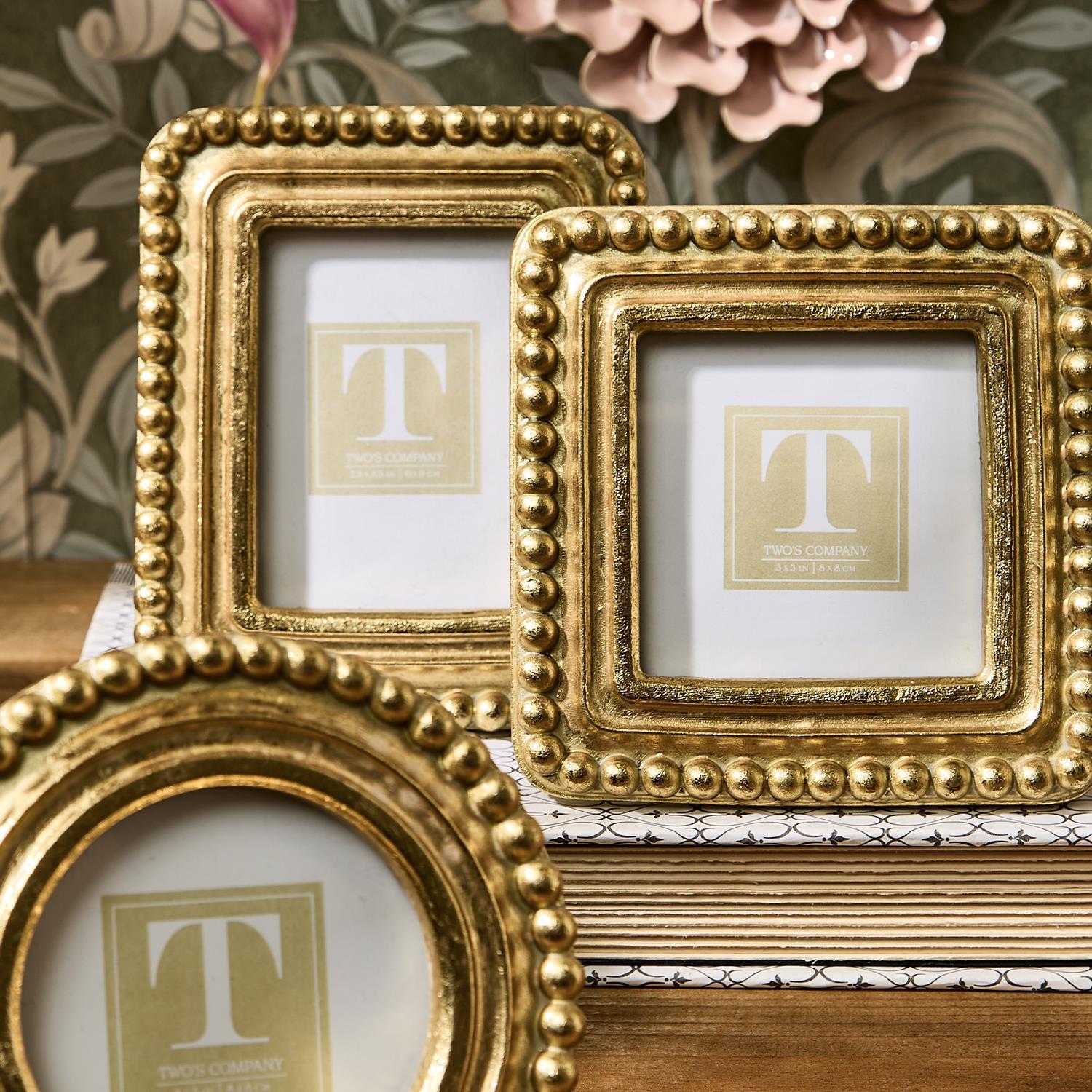 Beaded Texture Gold Photo Frames, Set of 4