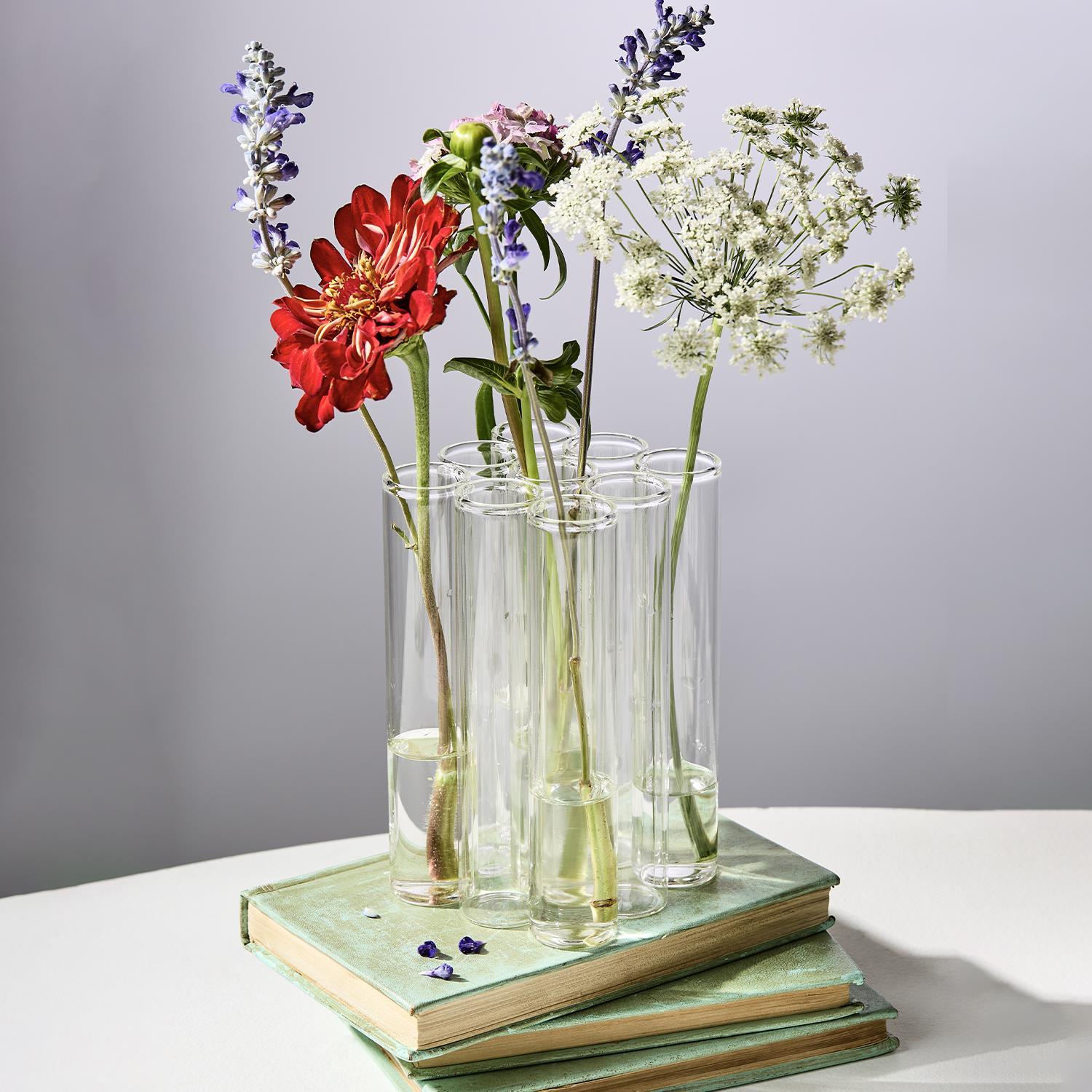 Connected Tube Flower Vase & Arranger in Gift Box, Set of 9