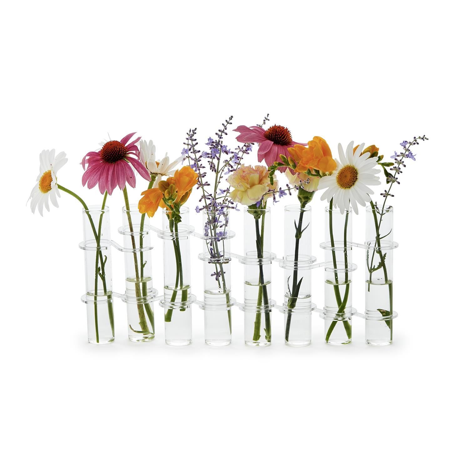 Hinged Tube Flower Vase & Arranger in Gift Box, Set of 8