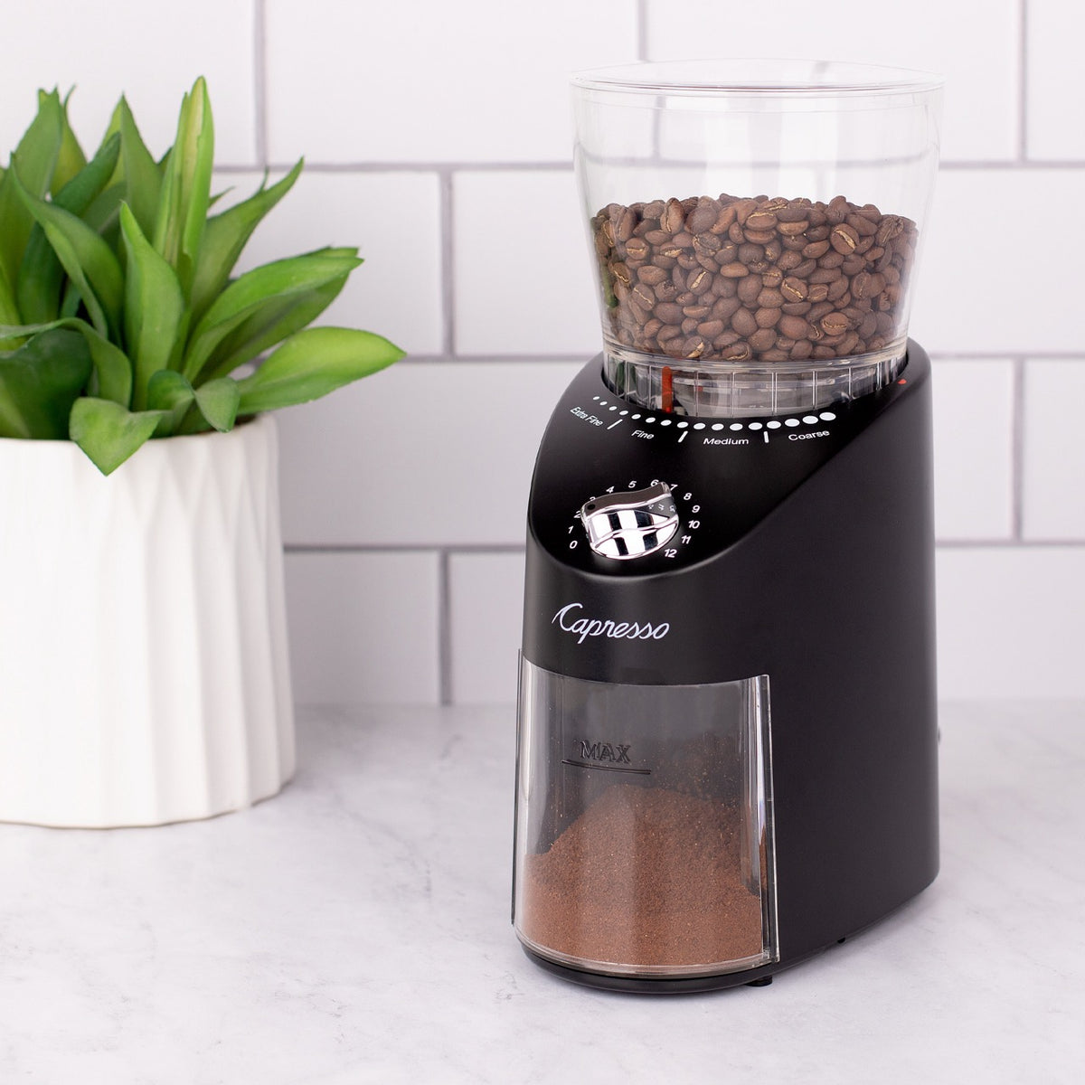 Infinity Plus Conical Burr Coffee Grinder in Black