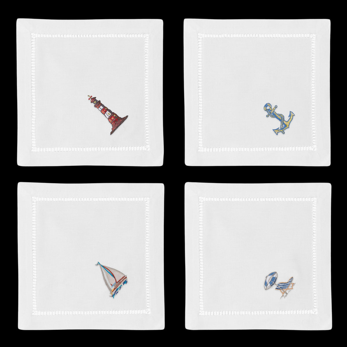 Beach Scenes Cocktail Napkins, Mixed Set of 4