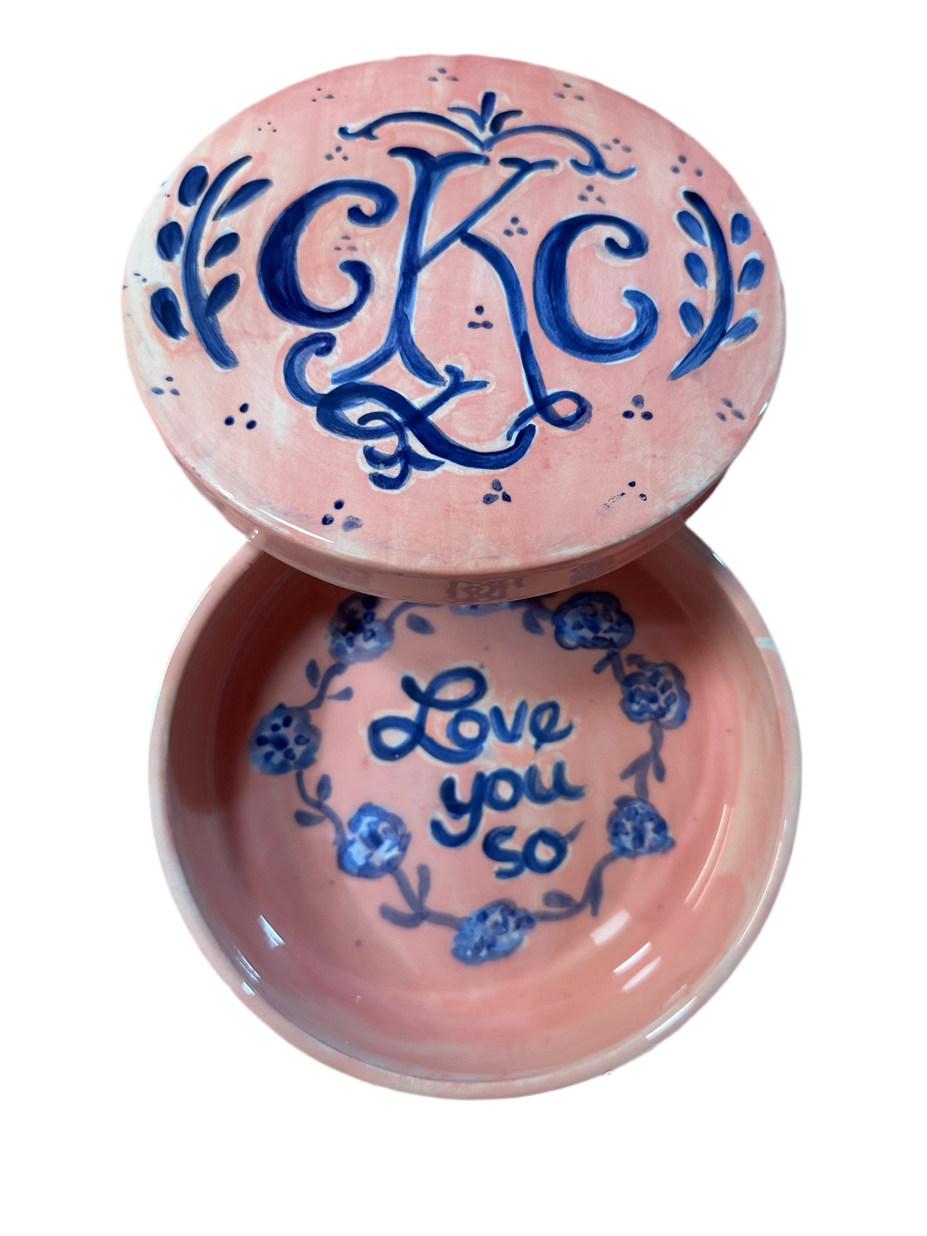 Round Keepsake Box (Pink and Blue) - Premium  from Tricia Lowenfield Design 