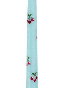 Teal Cherry Hand-Painted Taper Candles, Set of Two