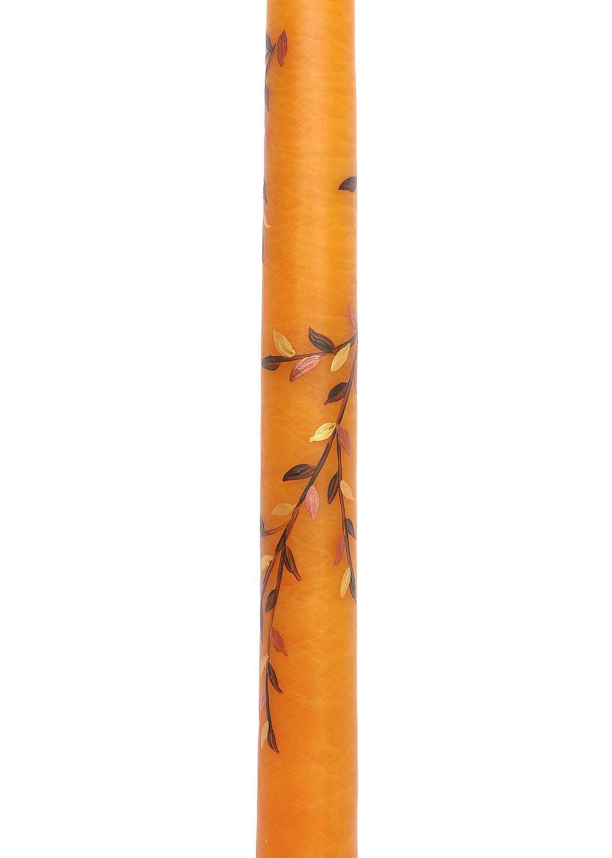 Orange Falling Branches Hand-Painted Taper Candles, Set of Two