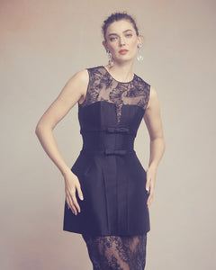 Ottilie Dress in Black Silk Wool