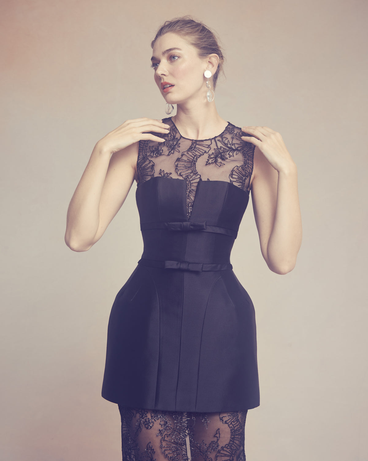 Ottilie Dress in Black Silk Wool