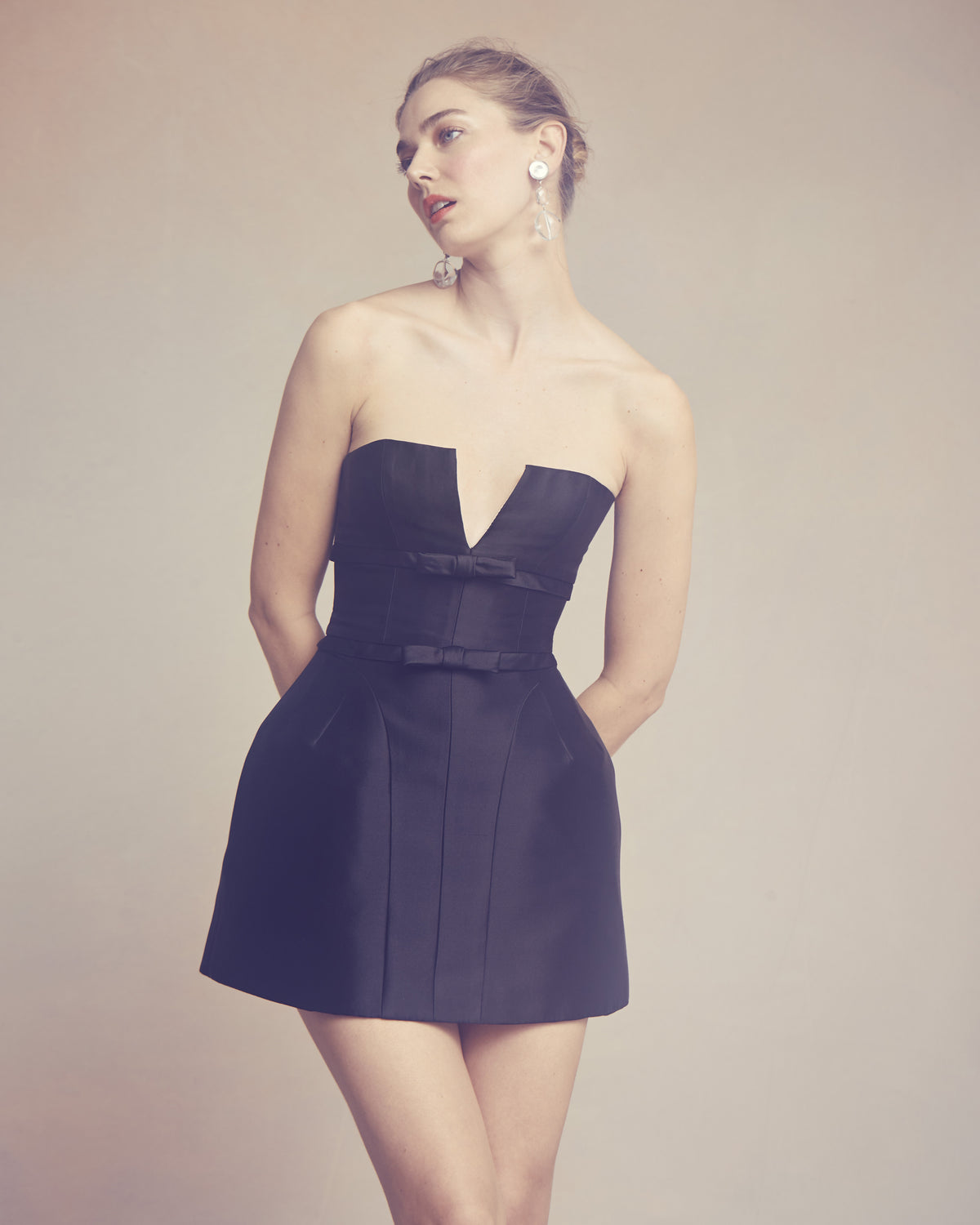 Ottilie Dress in Black Silk Wool