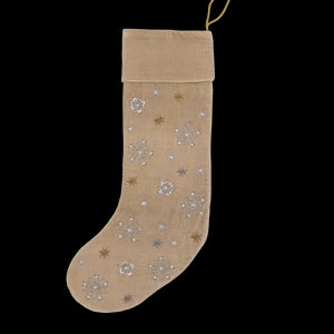 Extra Large Snowflake Stocking in Taupe