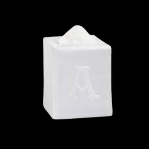 Monogram Nouveau Tissue Box in White on White