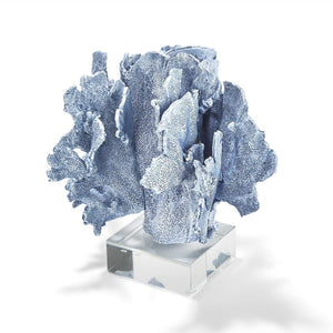 Blue Coral Sculpture on Glass Base