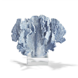 Blue Coral Sculpture on Glass Base