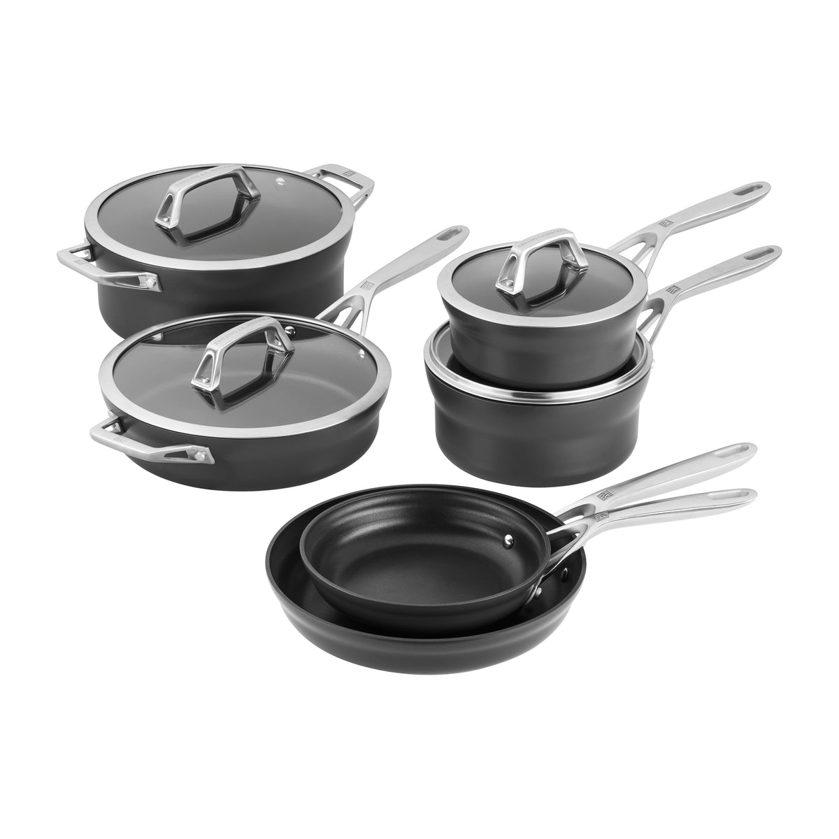 Motion Nonstick Hard-Anodized 10-Piece Cookware Set in Grey