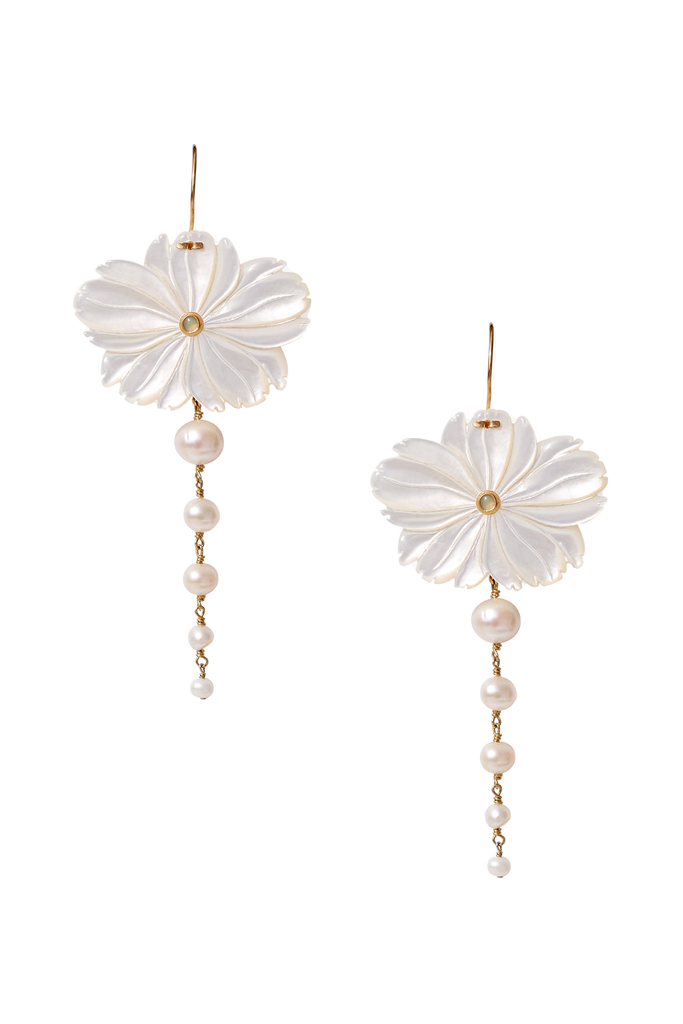 Magnolia Drop Earrings White