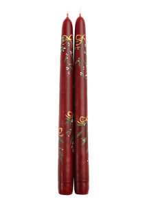 Glittering Mistletoe Taper Candles, Set of Two