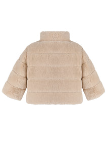 Madeleine Rayé Faux Fur Bolero in Crème