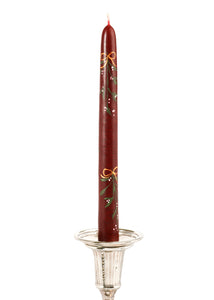 Glittering Mistletoe Taper Candles, Set of Two