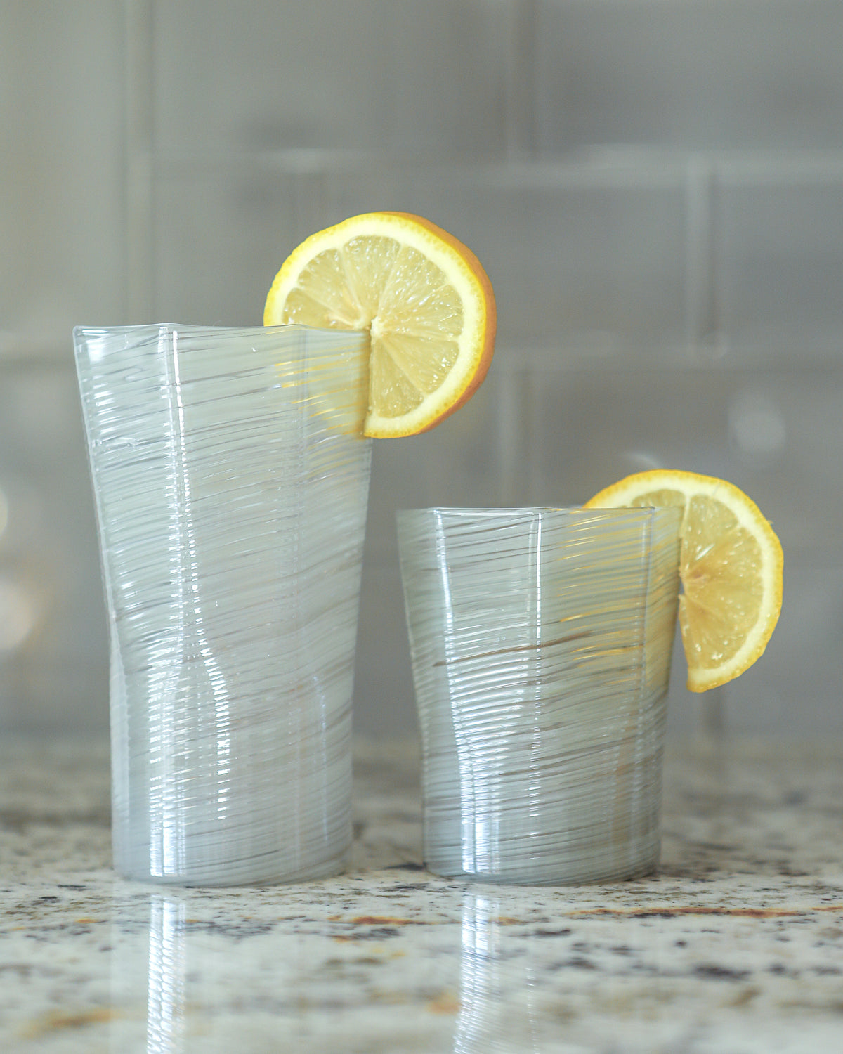 Tall Hand Blown Tumbler in Grey, Set of 6