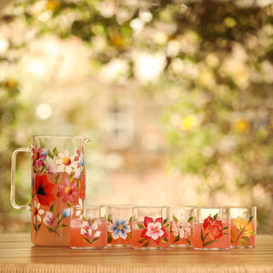 Wildflowers Jug with Set of 6 Tumblers