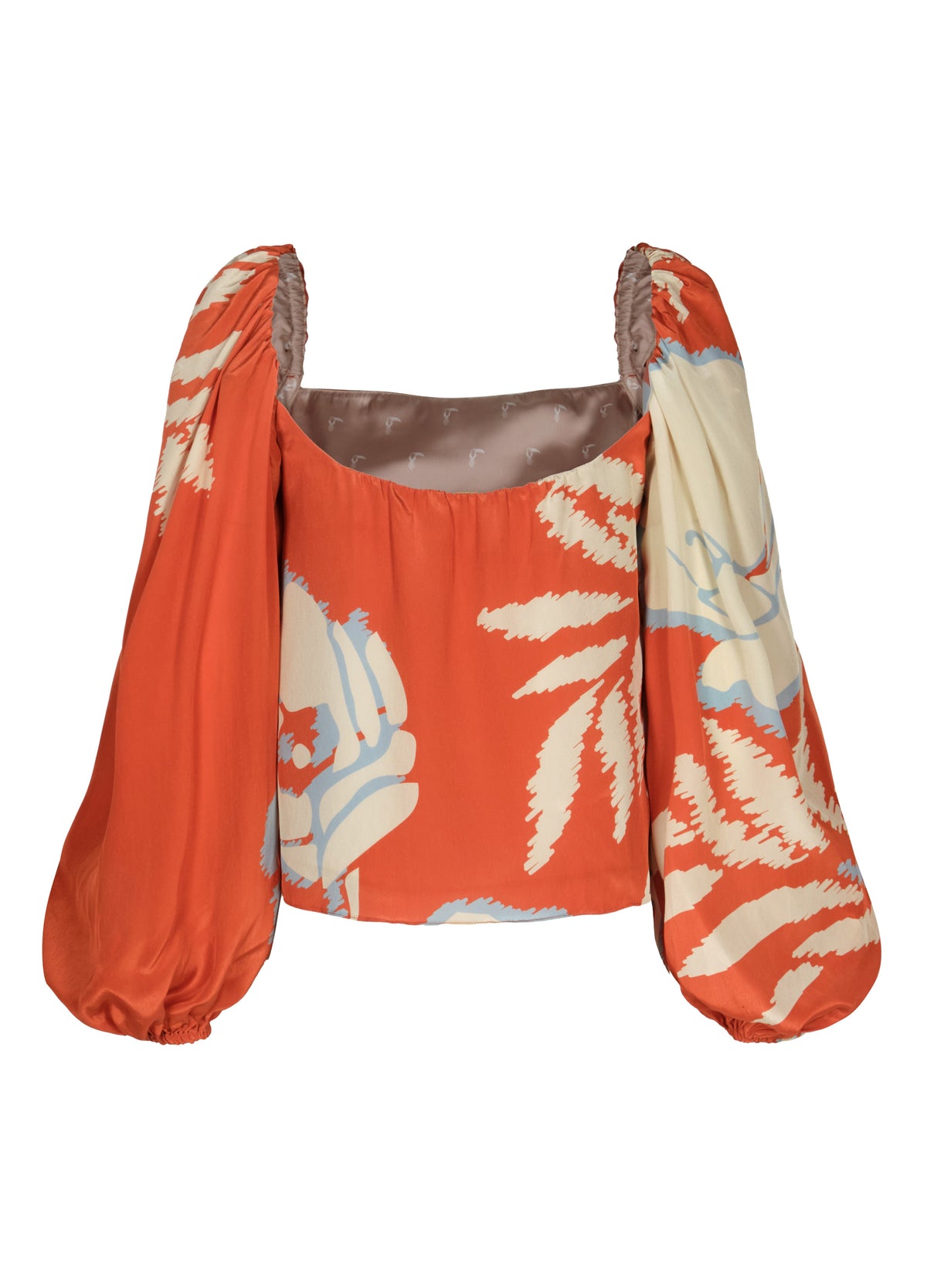 Celia Crepe Chine Blouse in Orange Gladiolos