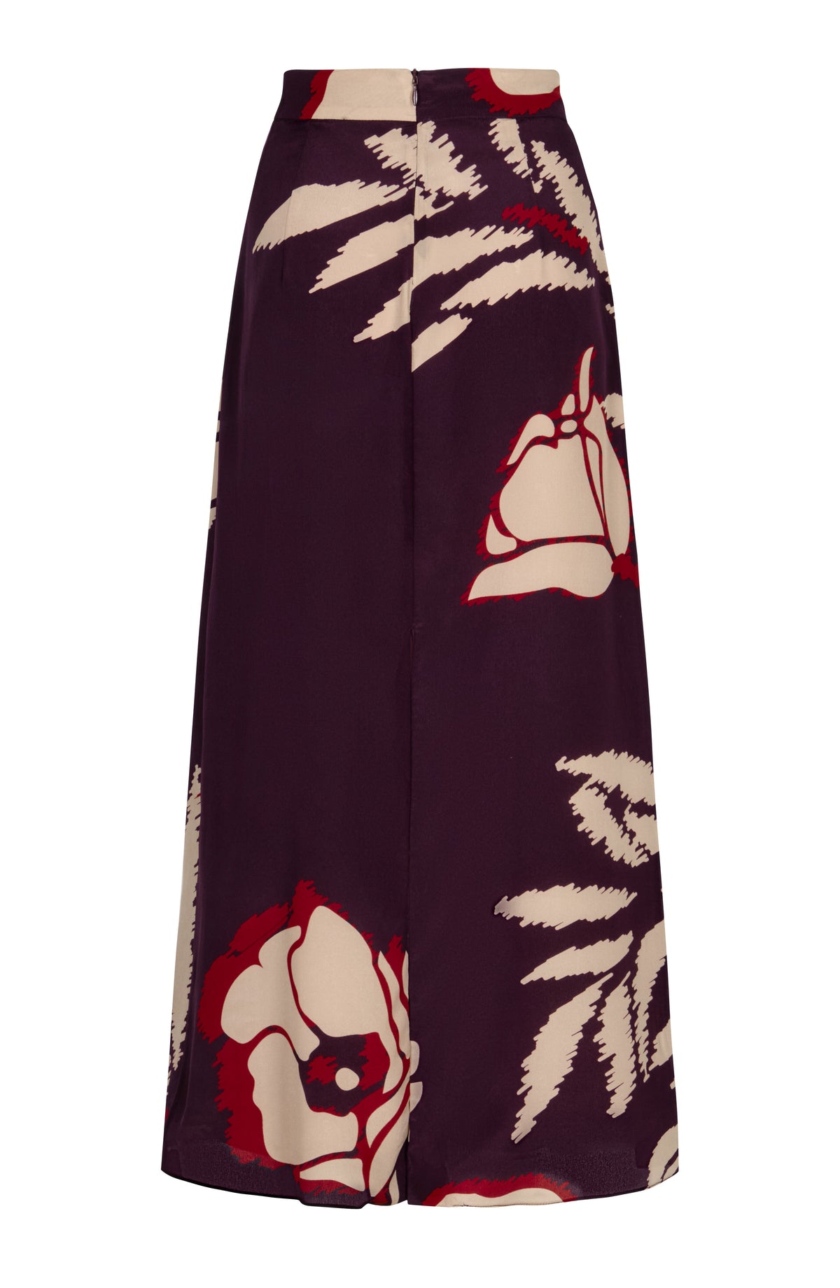 El Carmen Crepe Chine Midi Skirt in Purple Gladiolos