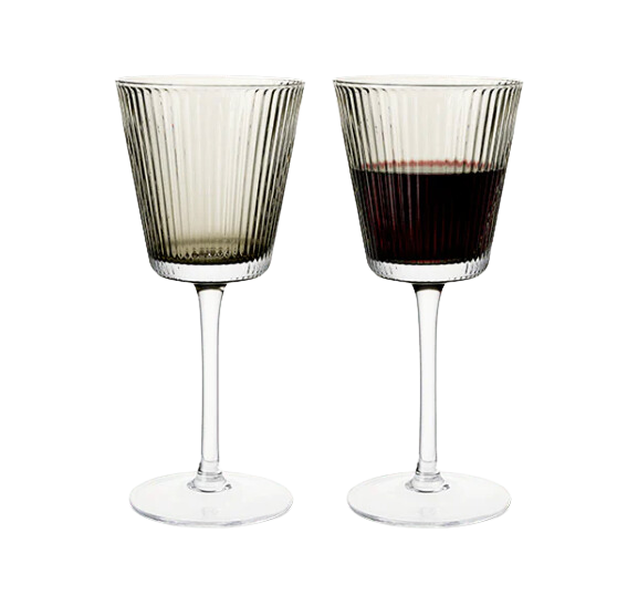 GC Nouveau Wine Glass in Smoke, Set of 2