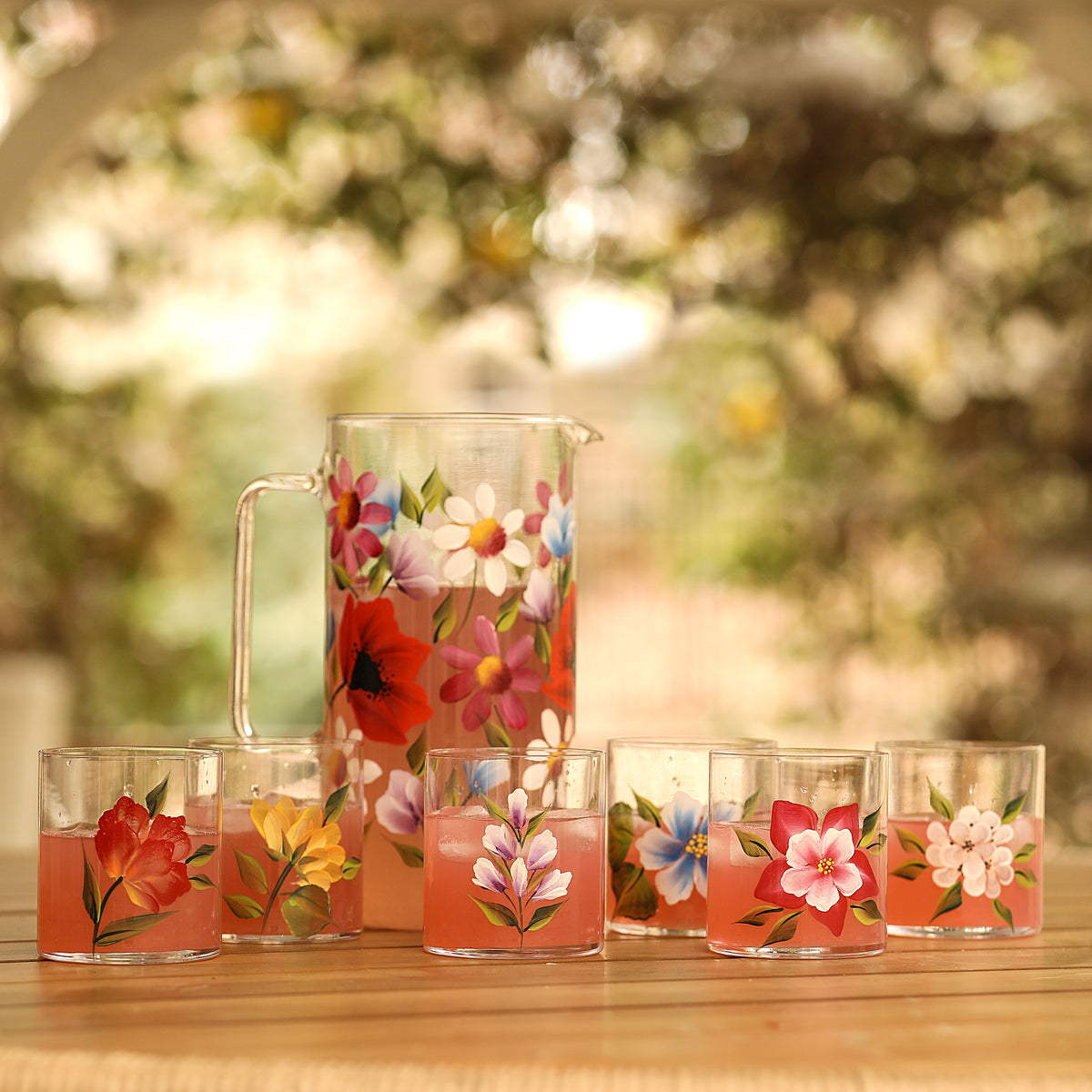 Wildflowers Jug with Set of 6 Tumblers