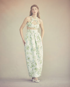 Olivia Bow Set in Celadon Bloom Silk Faille