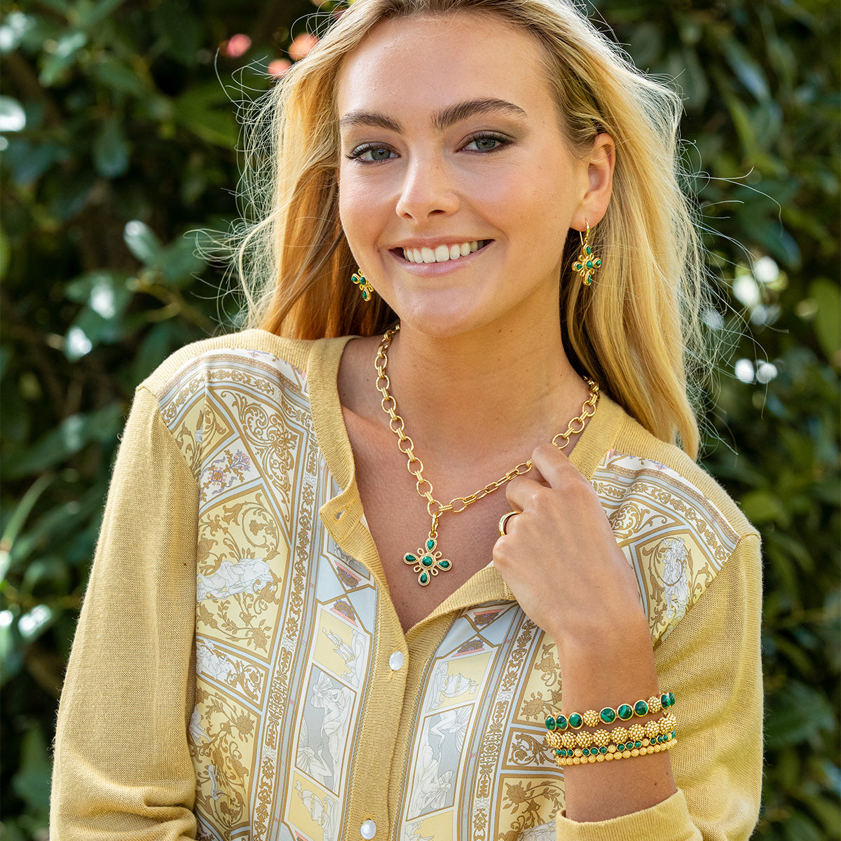 Monique Gem Pendant in Malachite