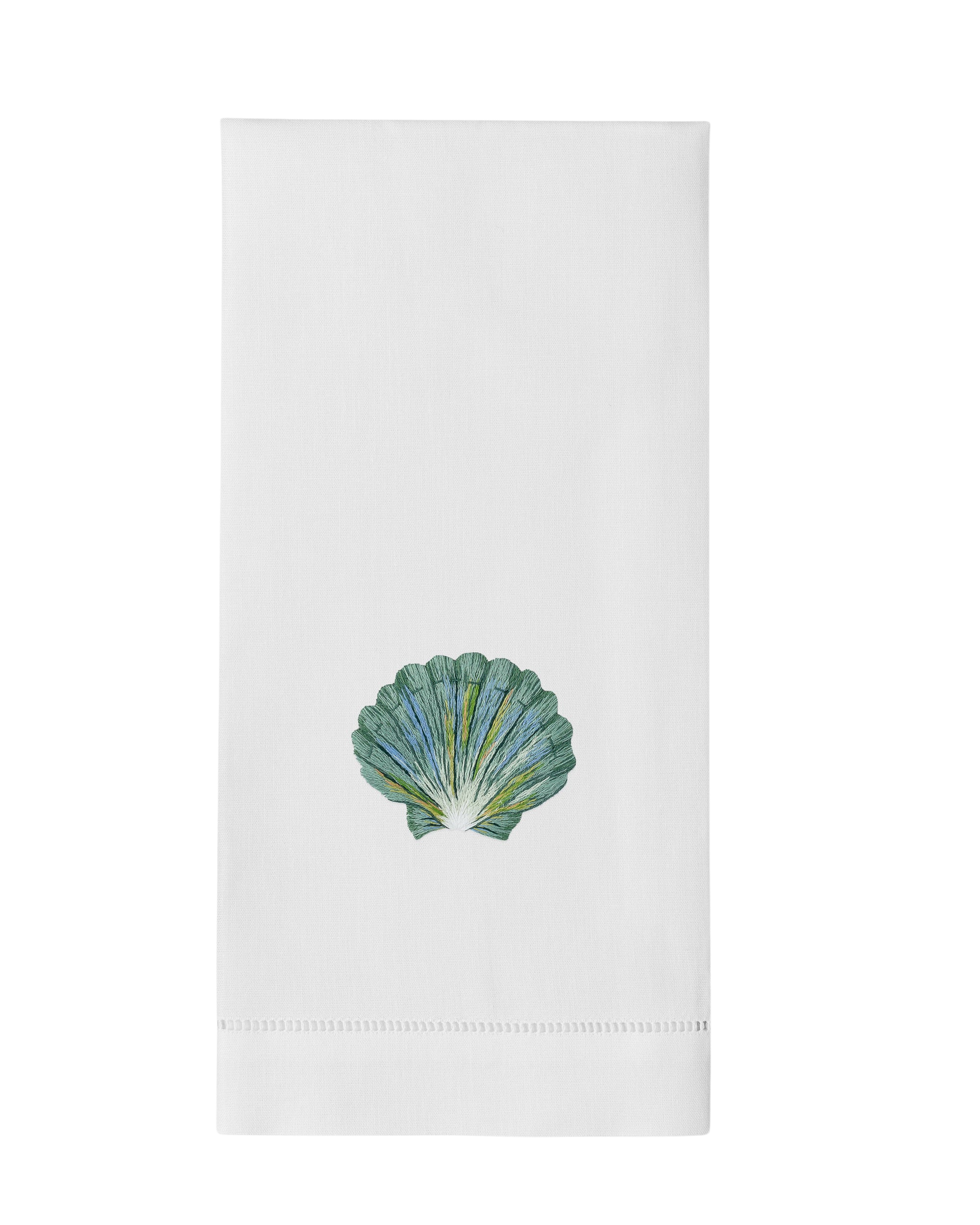 Shell Scallop Teal Hand Towel