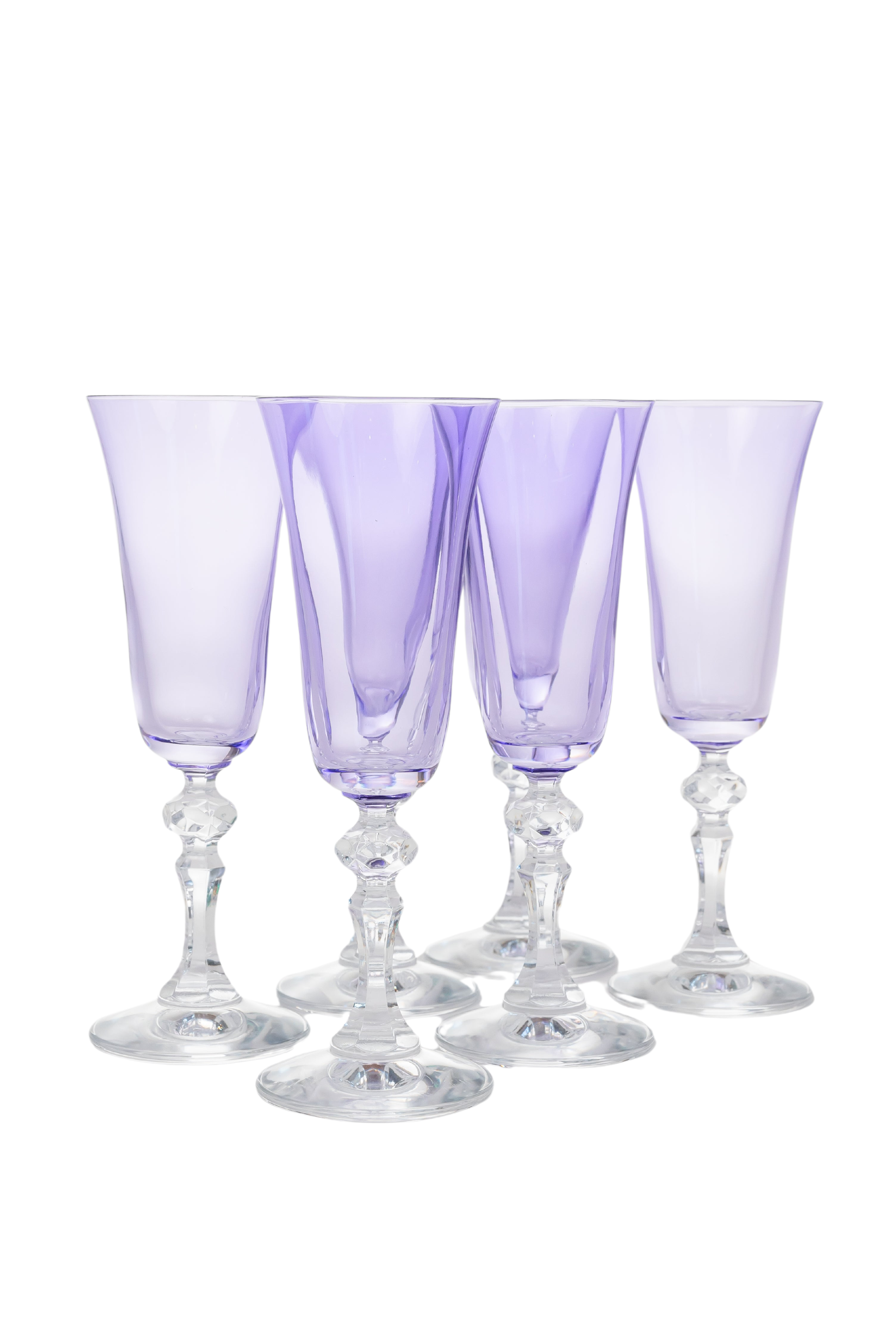 Estelle Colored Regal Flute With Clear Stem, Set of 6 in Lavender