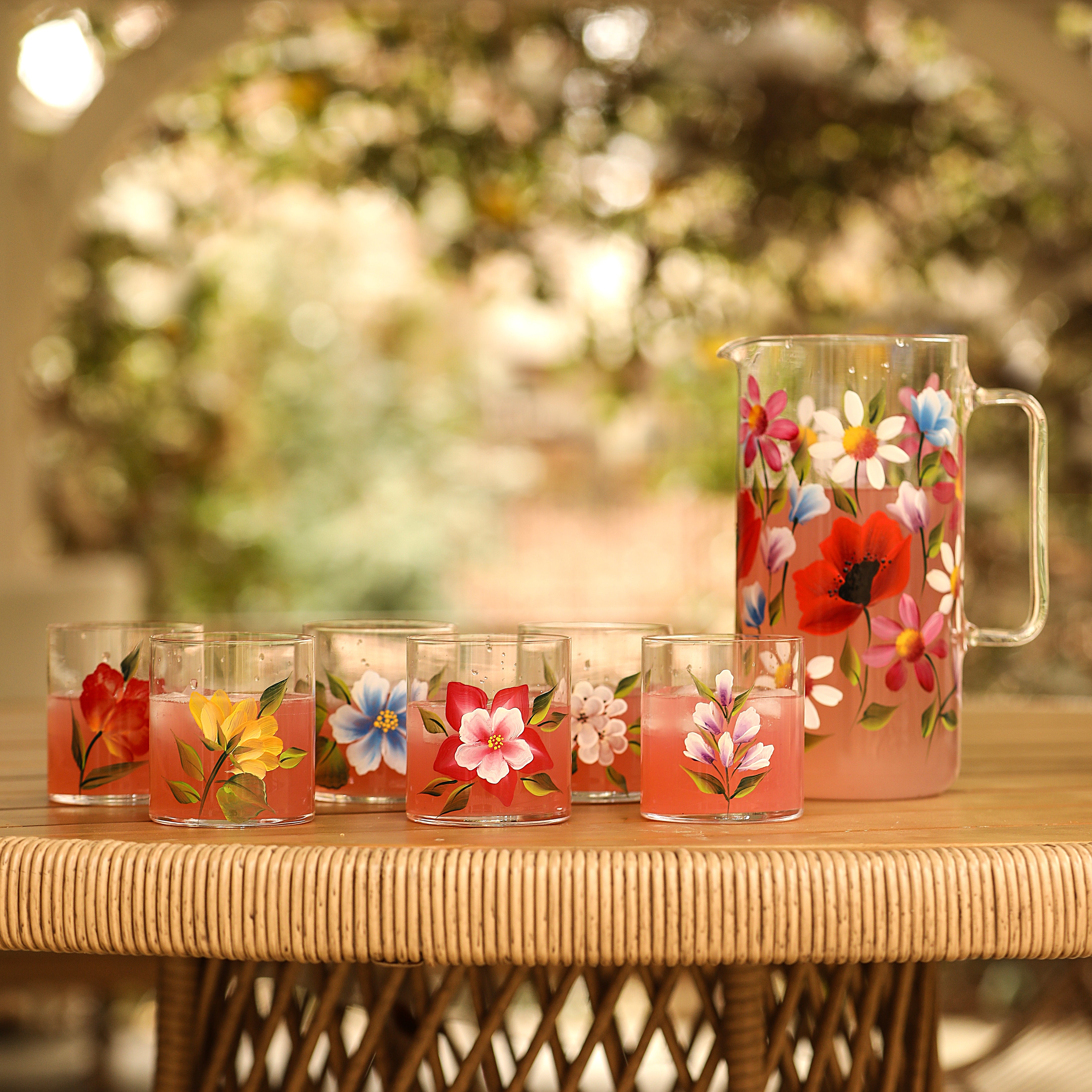 Wildflowers Jug with Set of 6 Tumblers