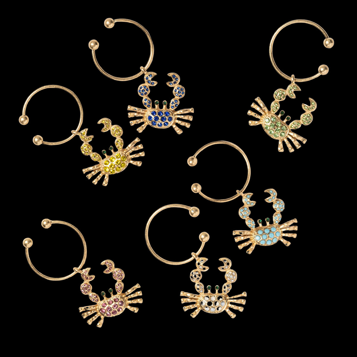 Crab Wine Charms in Rainbow