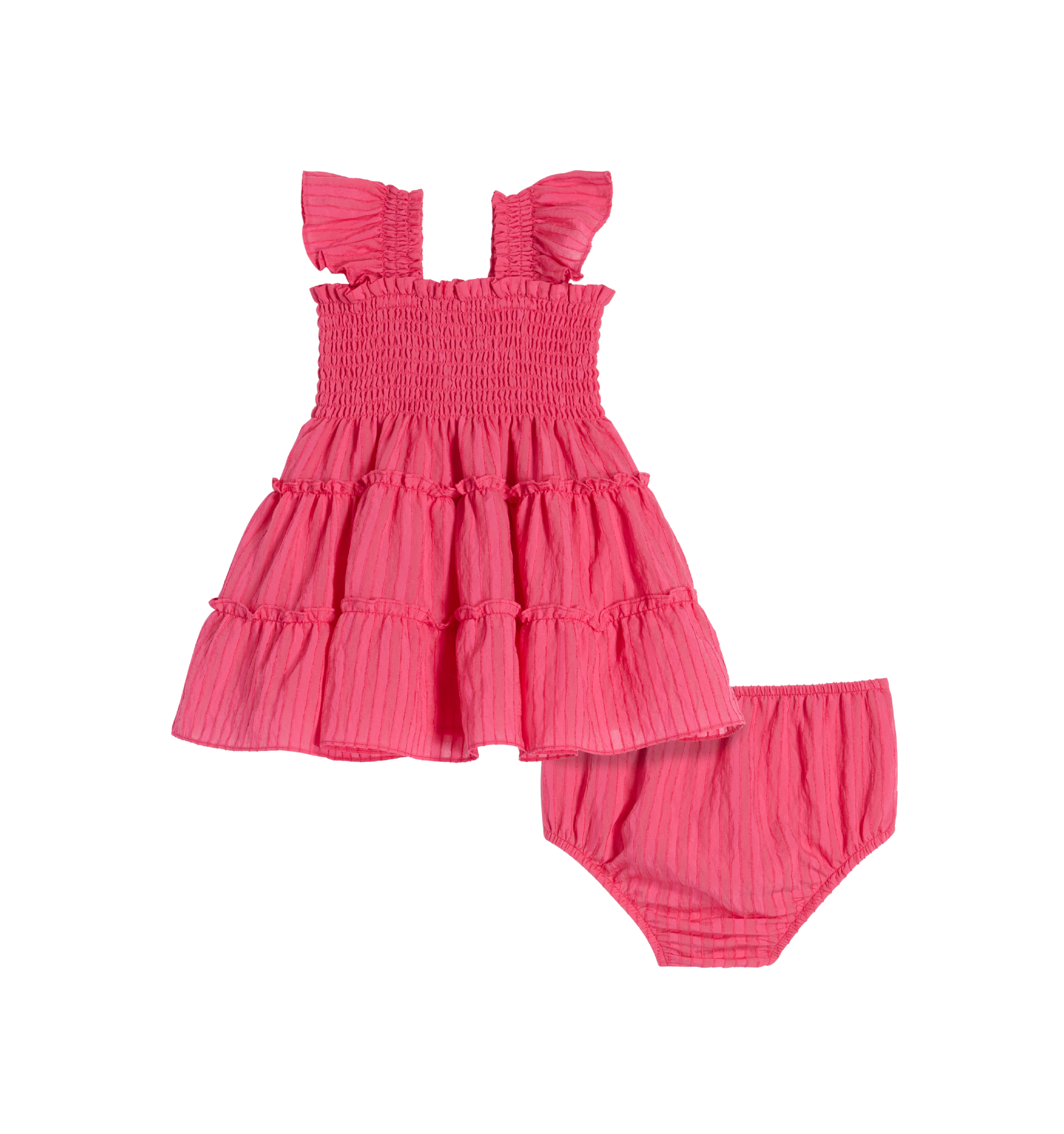 The Baby Ellie Nap Dress in Watermelon Tonal Seersucker