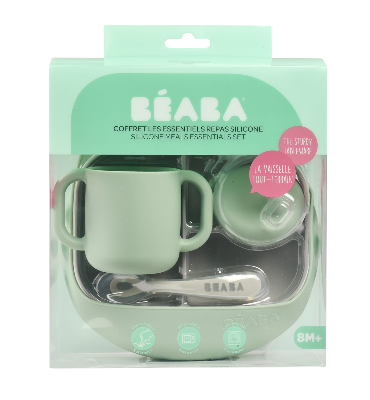 BÉABA The Essentials Silicone Meal Set in Grey/Sage