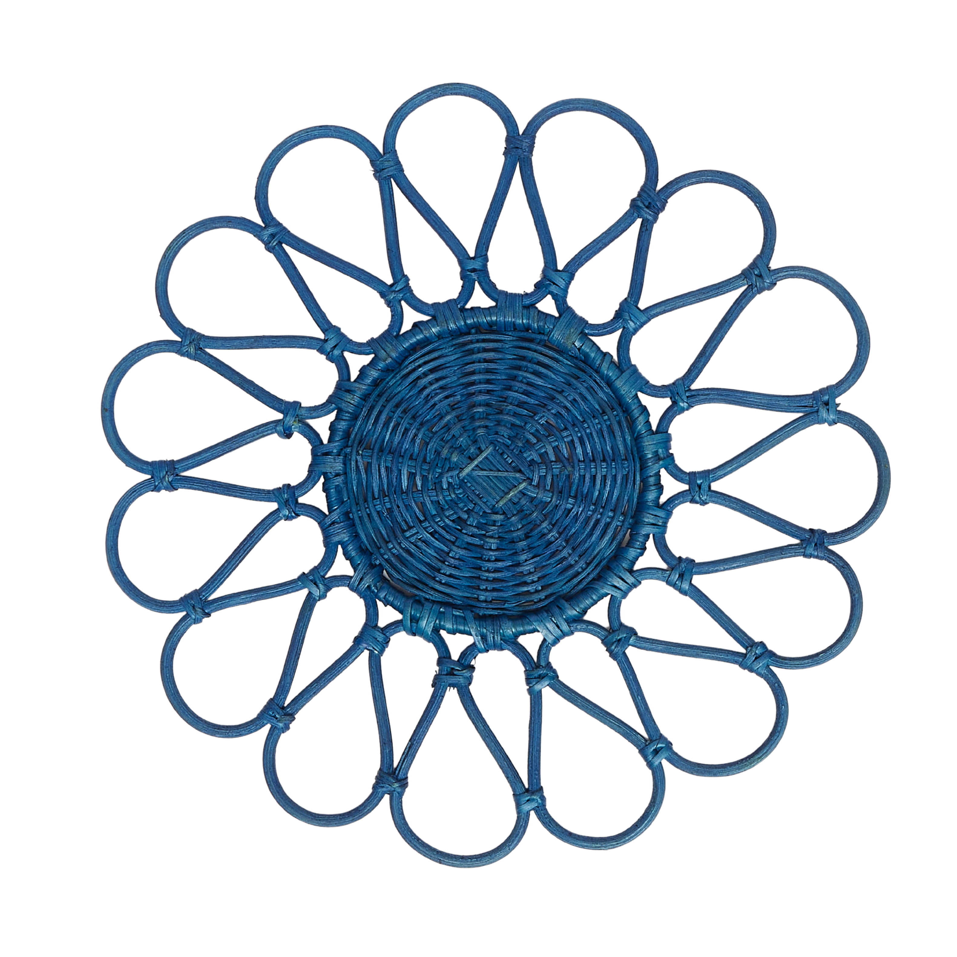 Gaia Blue Rattan Flower Placemats, Set of 4