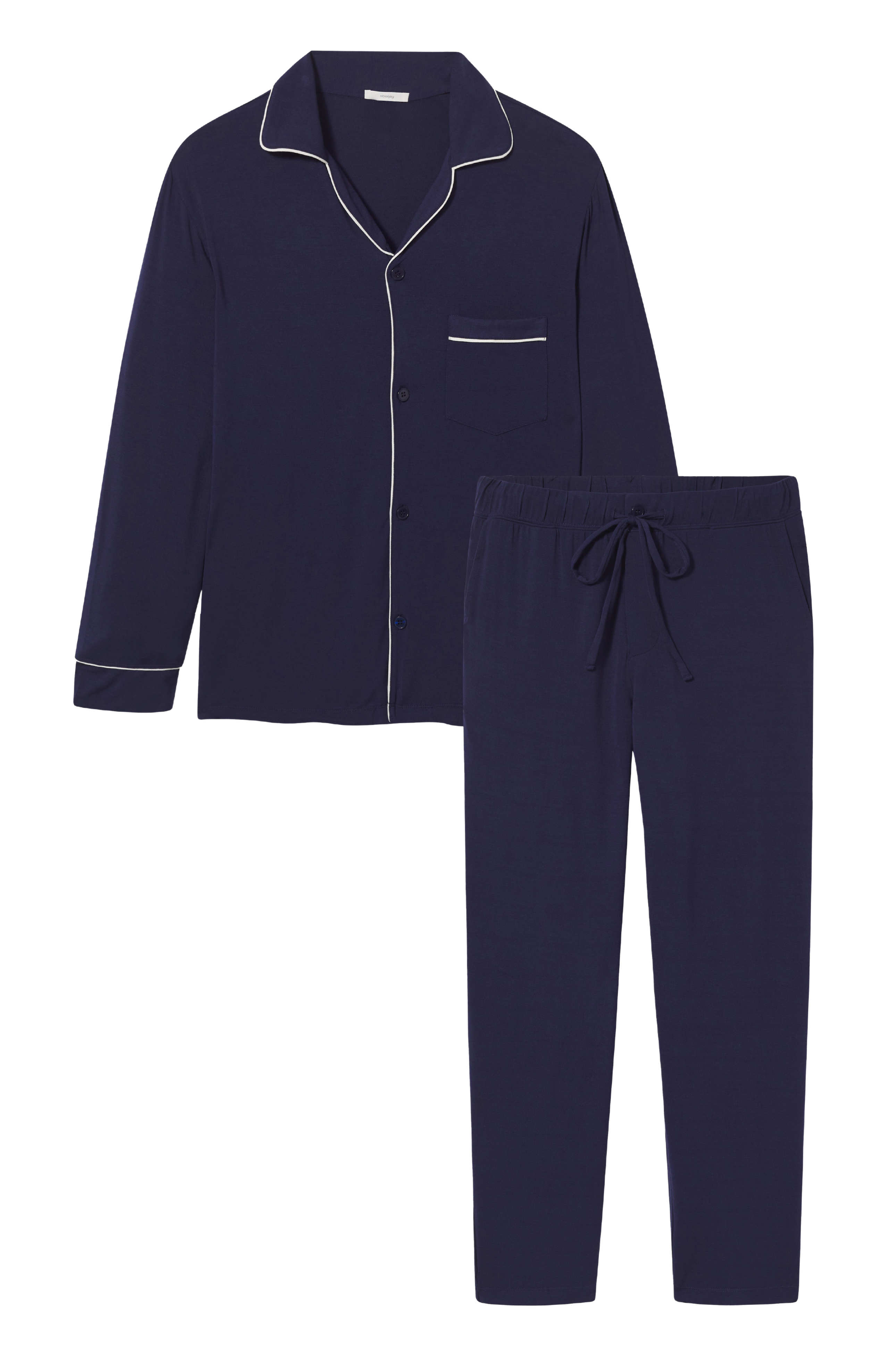 William TENCEL™ Modal Long PJ Set in True Navy/Ivory