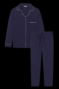 William TENCEL™ Modal Long PJ Set in True Navy/Ivory