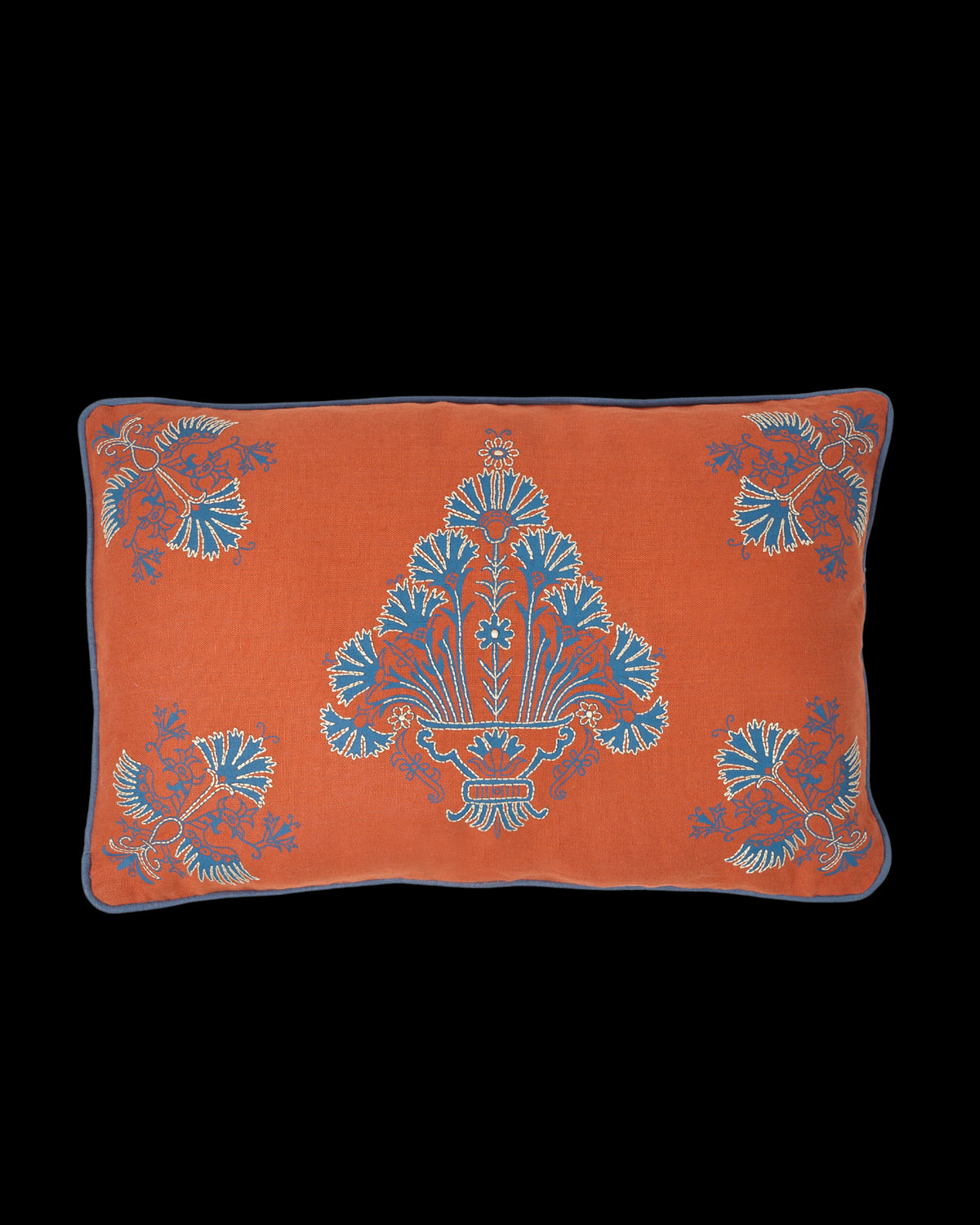 Benaki Embroidered Cushion Cover in Terracotta