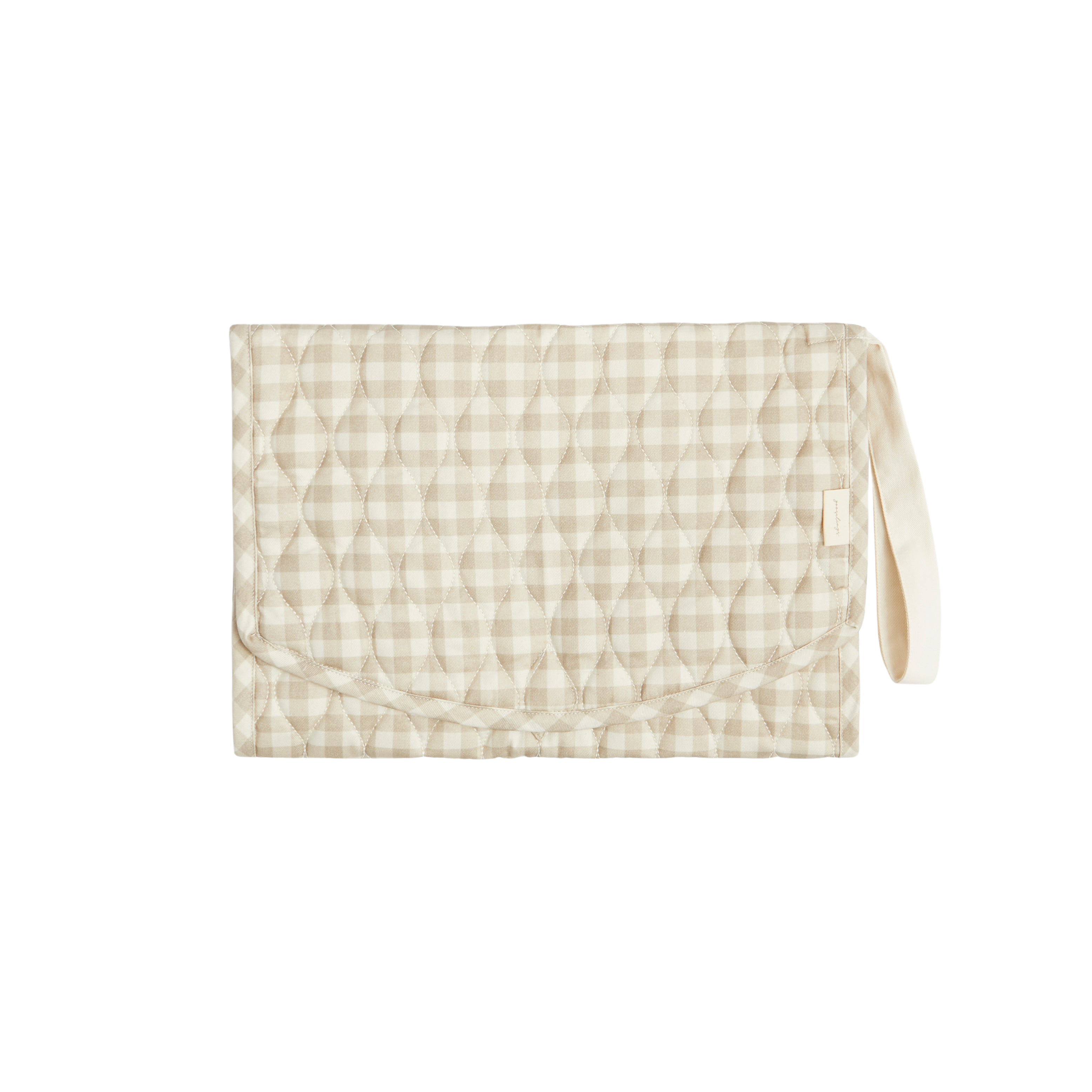 Portable Changing Pad in Beige Gingham