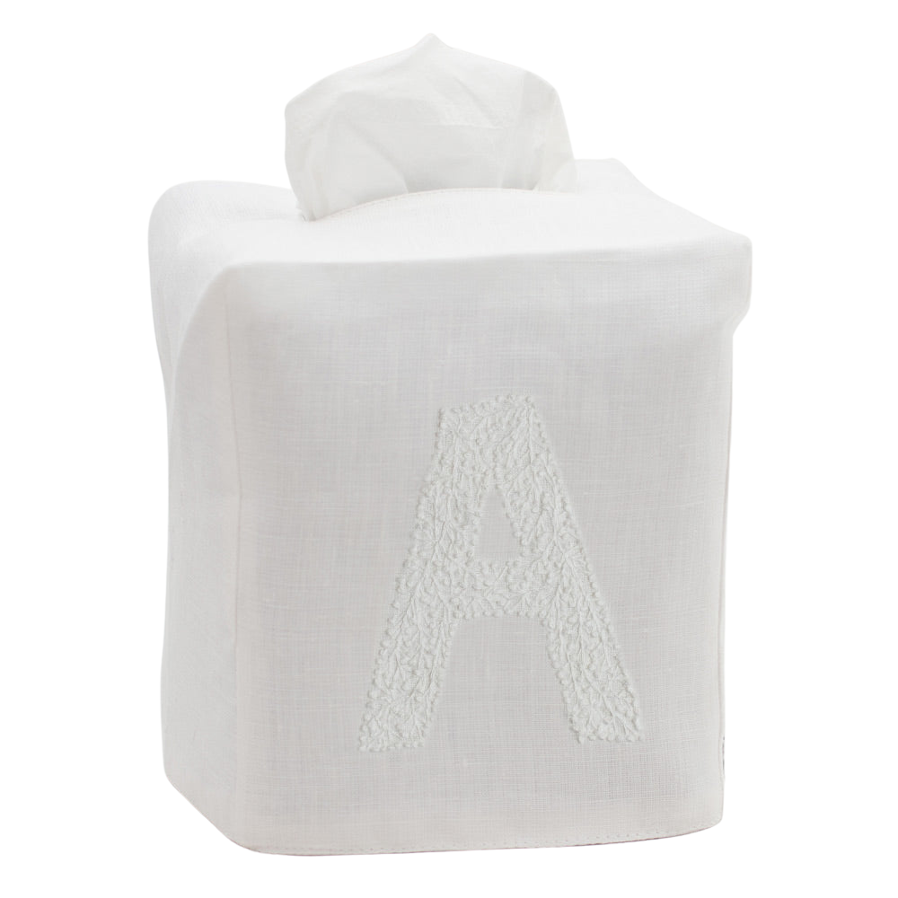 Monogram Twig Tissue Box in White