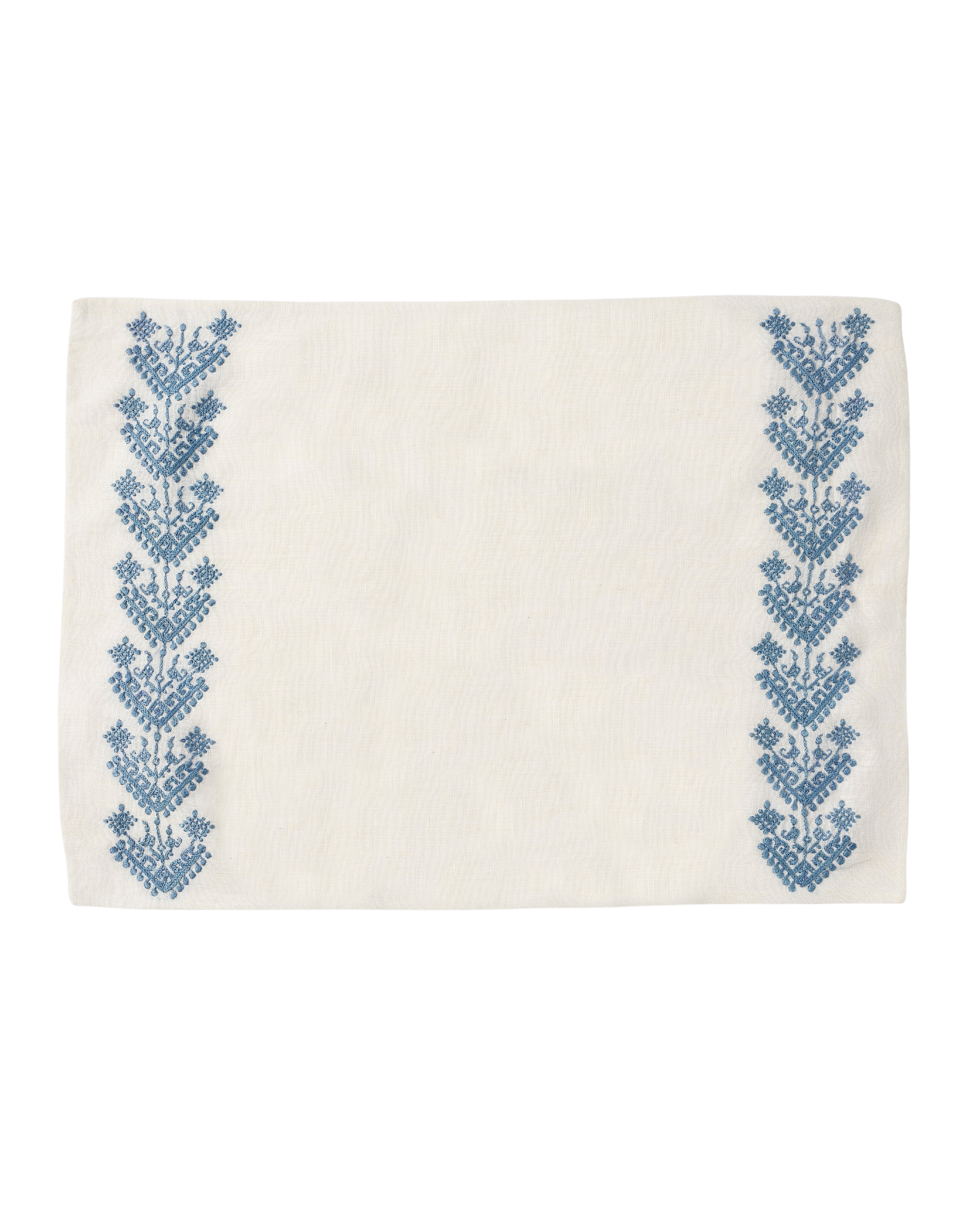 Schemata Embroidered Linen Placemat in Blue