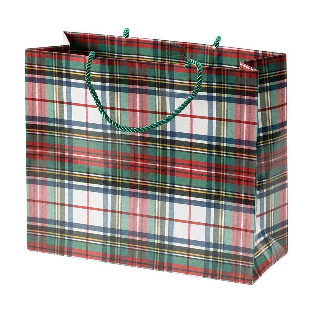 Dress Stewart Tartan Large Gift Bag in White