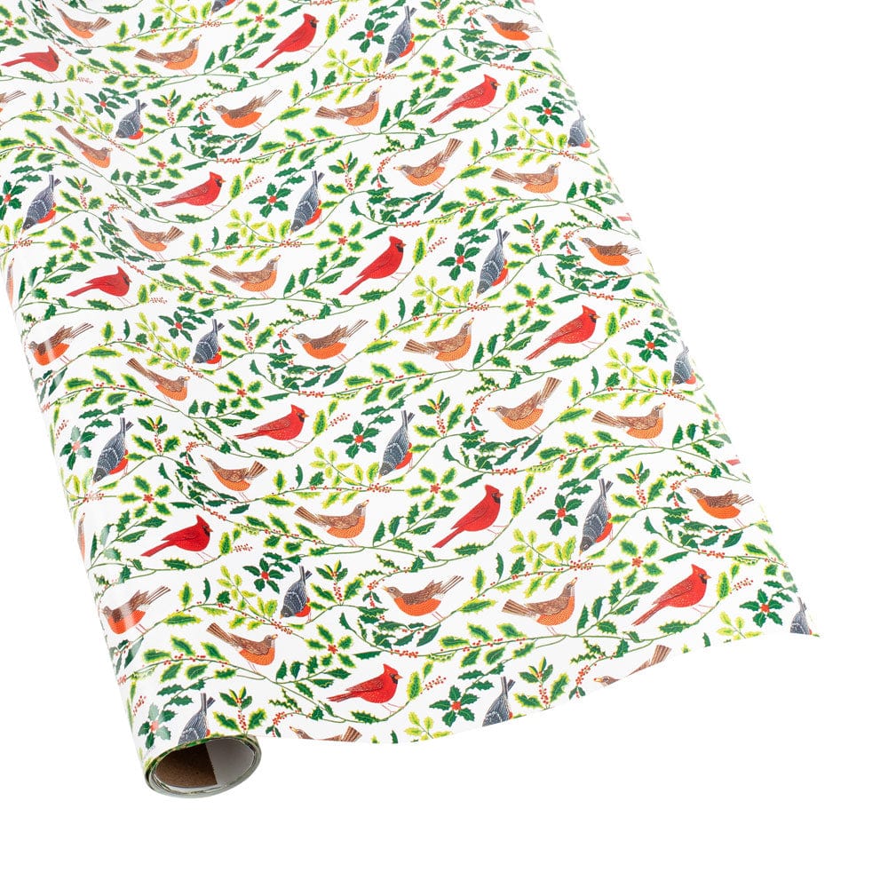 Songbirds And Holly White Gift Wrapping Paper