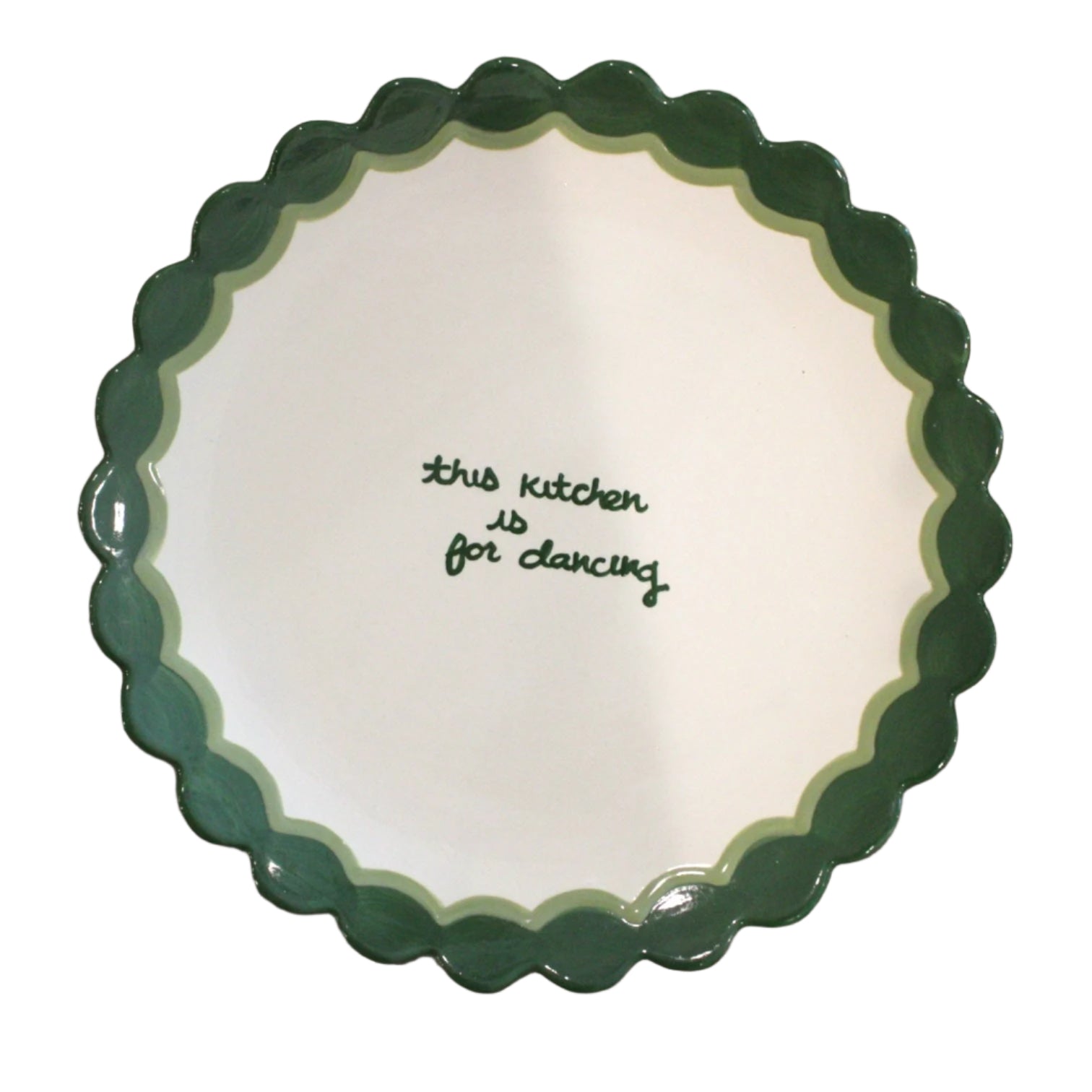 Hand-painted “This Kitchen is for Dancing” Scalloped Dinner Plate