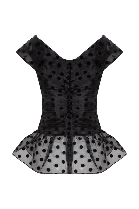 Lily Top And Skirt Set Black Polka