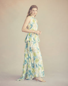 Manon Dress in Turquoise Peony Chiffon