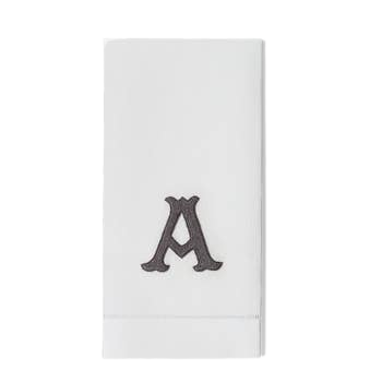 Monogram Nouveau Hand Towel in Gray on White