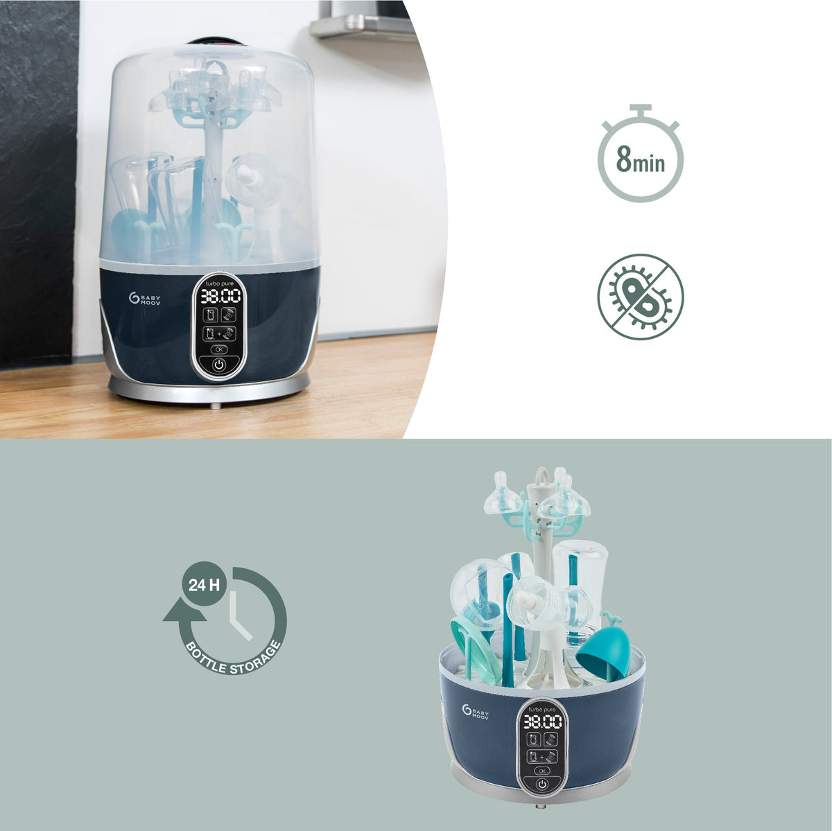 Turbo Pure 3-in-1 Steriliser, Dryer & Purified Bottle Storage