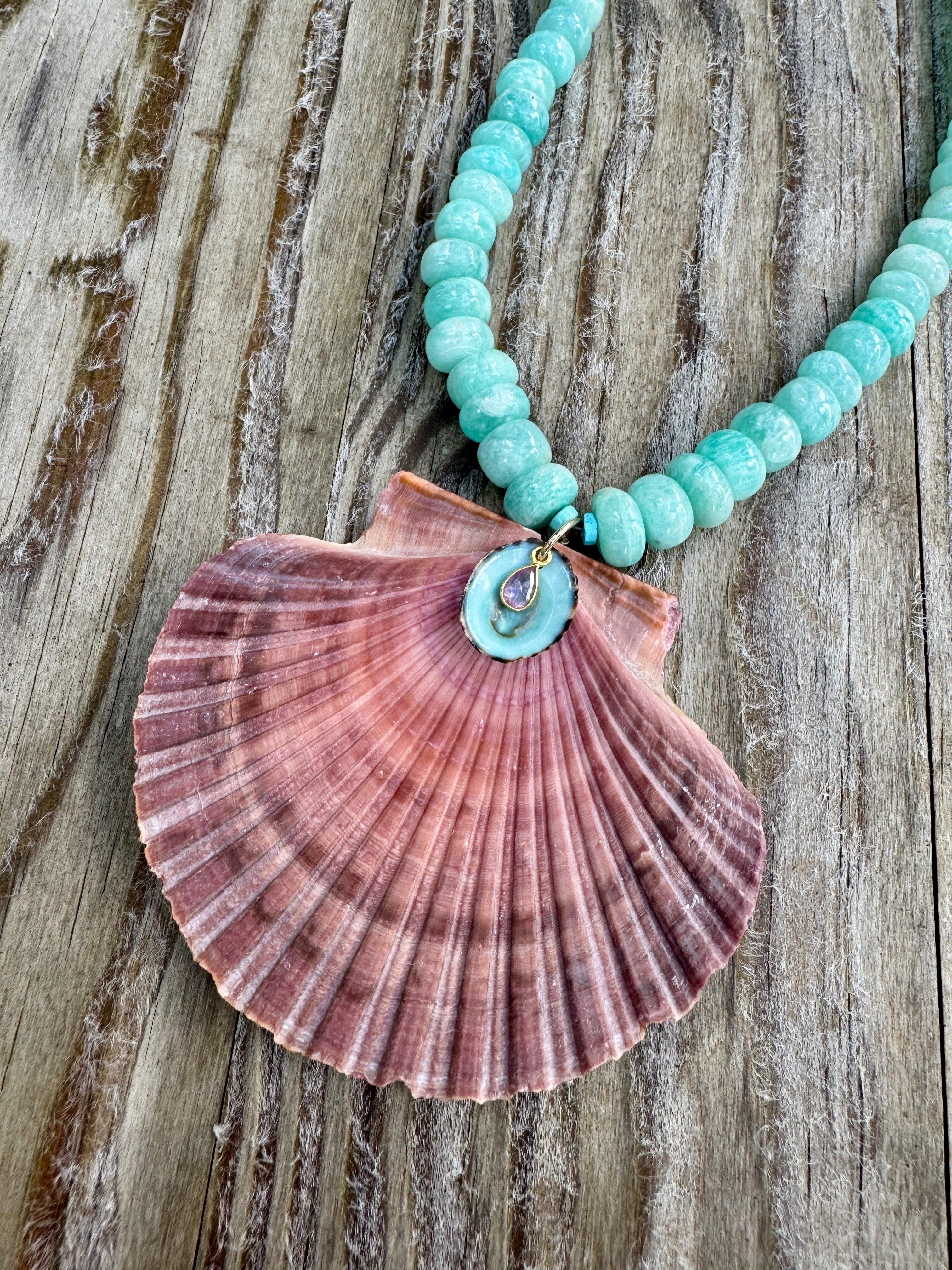 OTM Exclusive: Amazonite Necklace With Mexican Shell Pendant