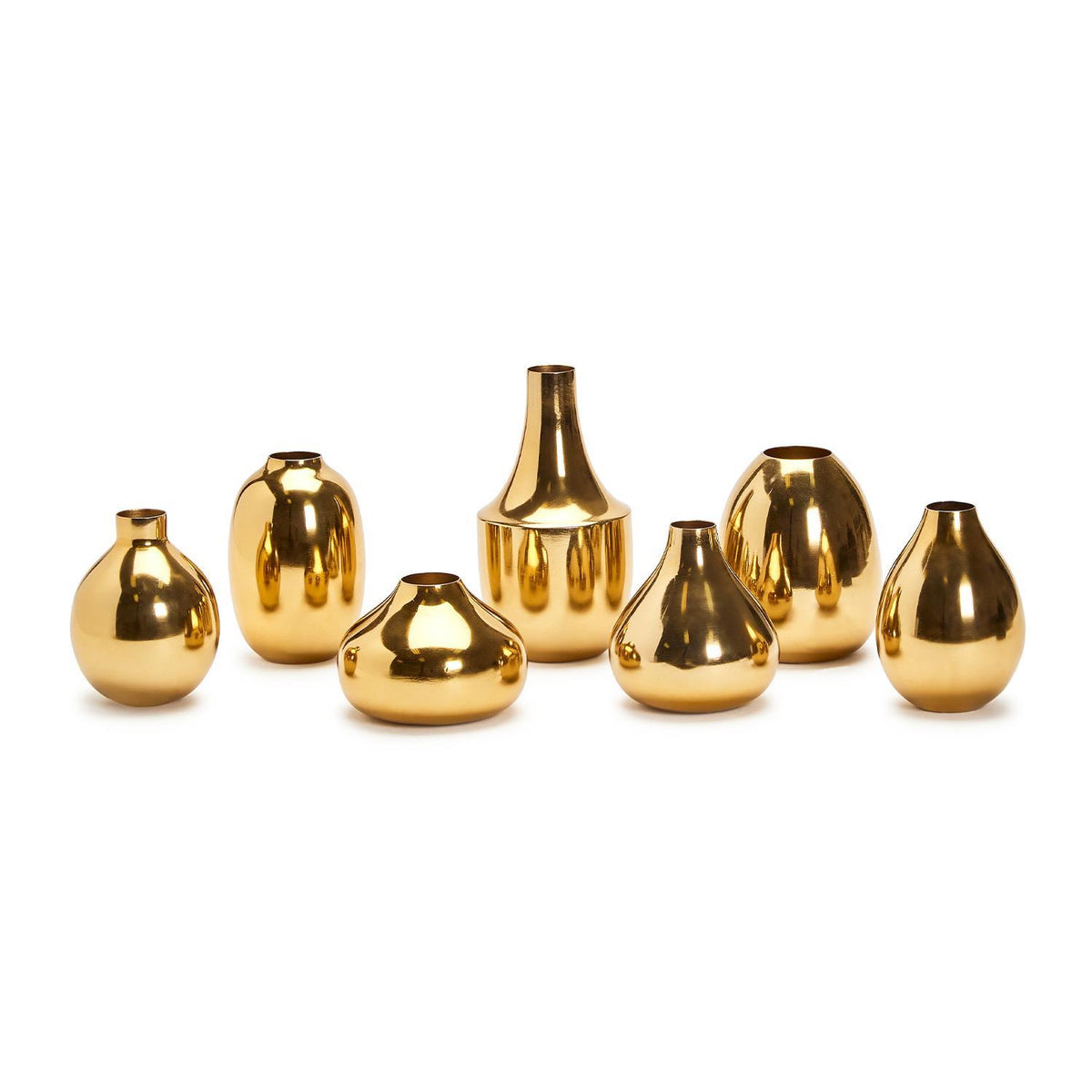 Gold-Plated Nickel Vases, Set of 7